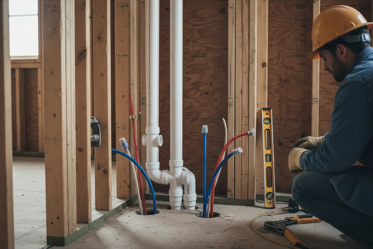 Drain and supply rough-in during Leak Detection in Manasquan