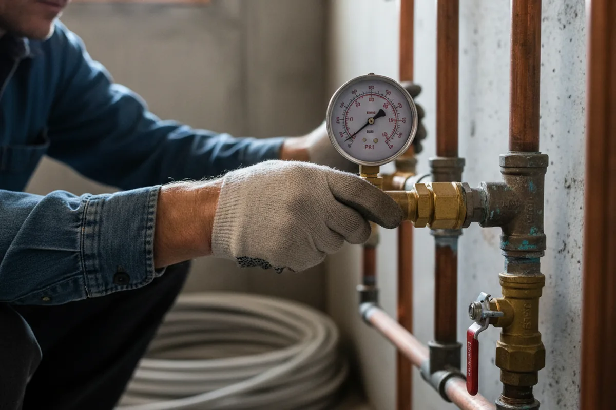 Pressure testing a repaired line during Water Line Repair in Manasquan